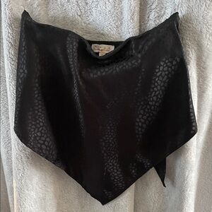 Black Satin Scarf halter with Leopard Print